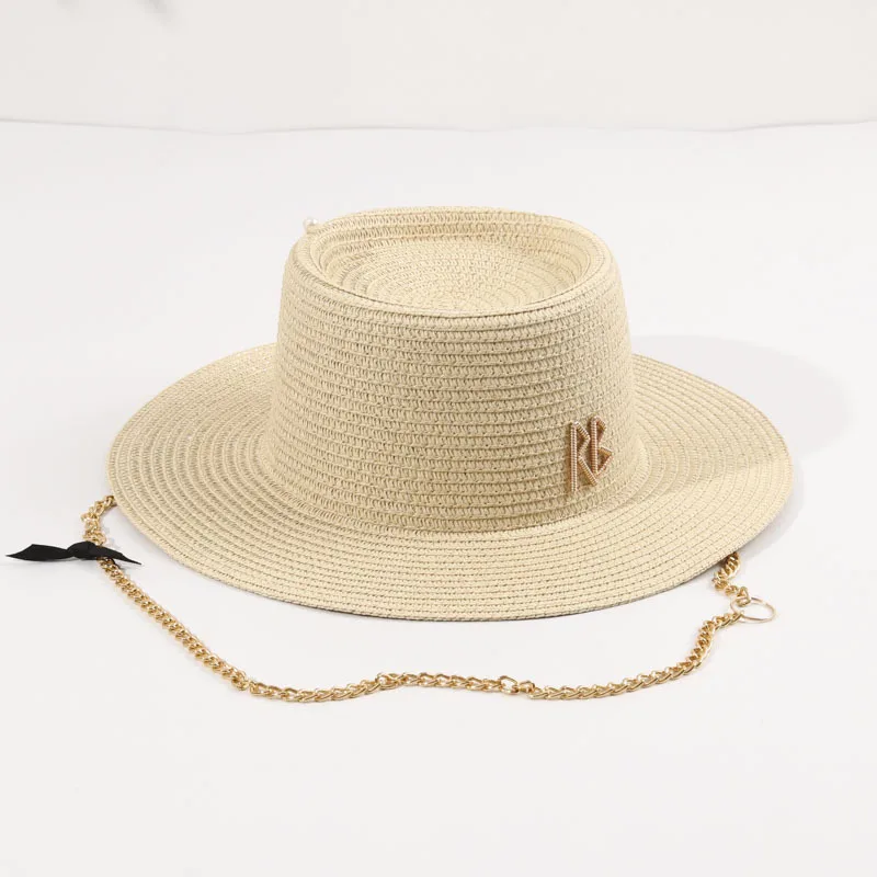 Summer Women Straw Hat RUS Alphabet Design New Fashion Chain Design Holiday Hats Outdoor Casual Sun Beach Hats Dropshipping