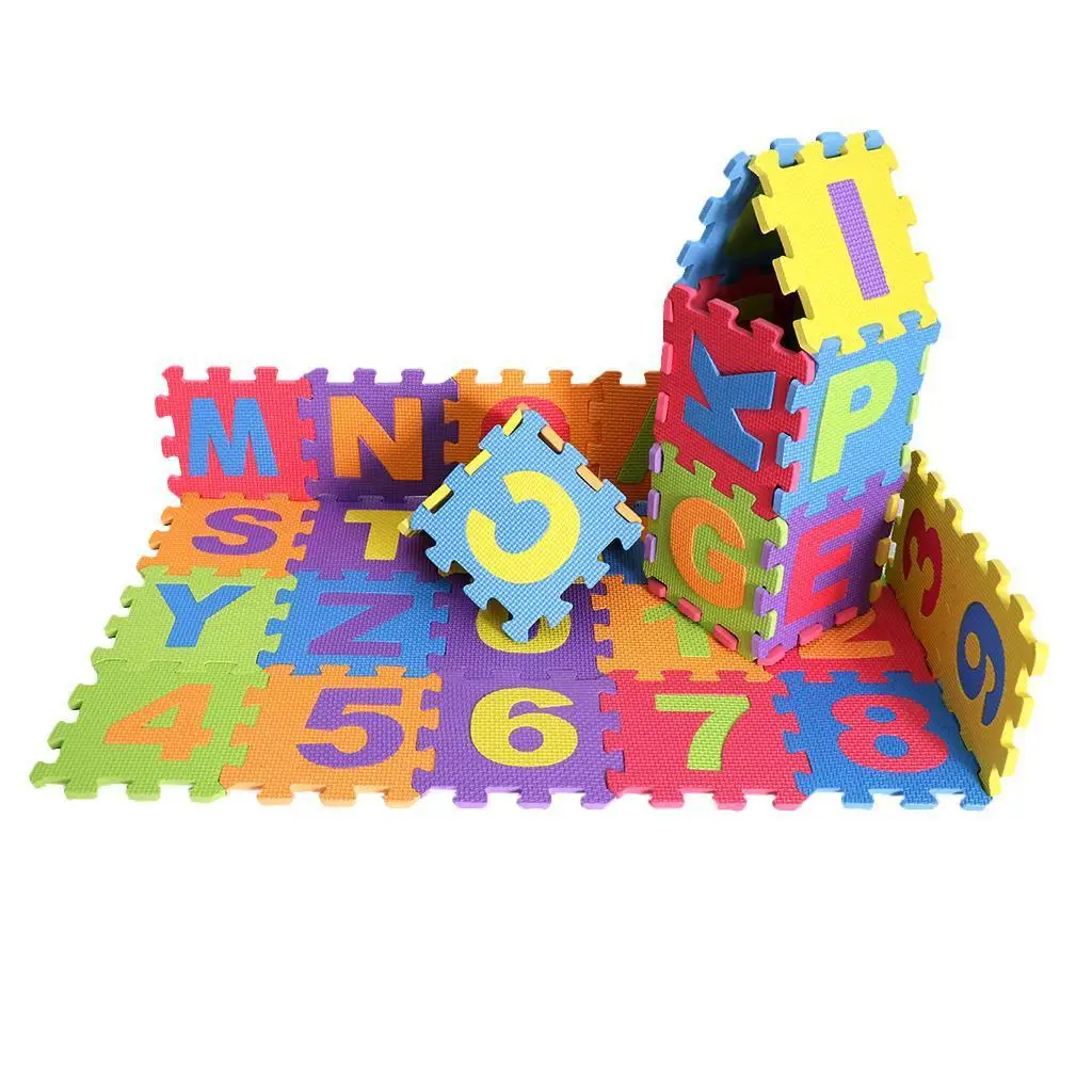 Alphabet Numbers EVA Foam Mat Mini Puzzle Jigsaw Soft Waterproof Educational Toy for Baby Kids Living Room