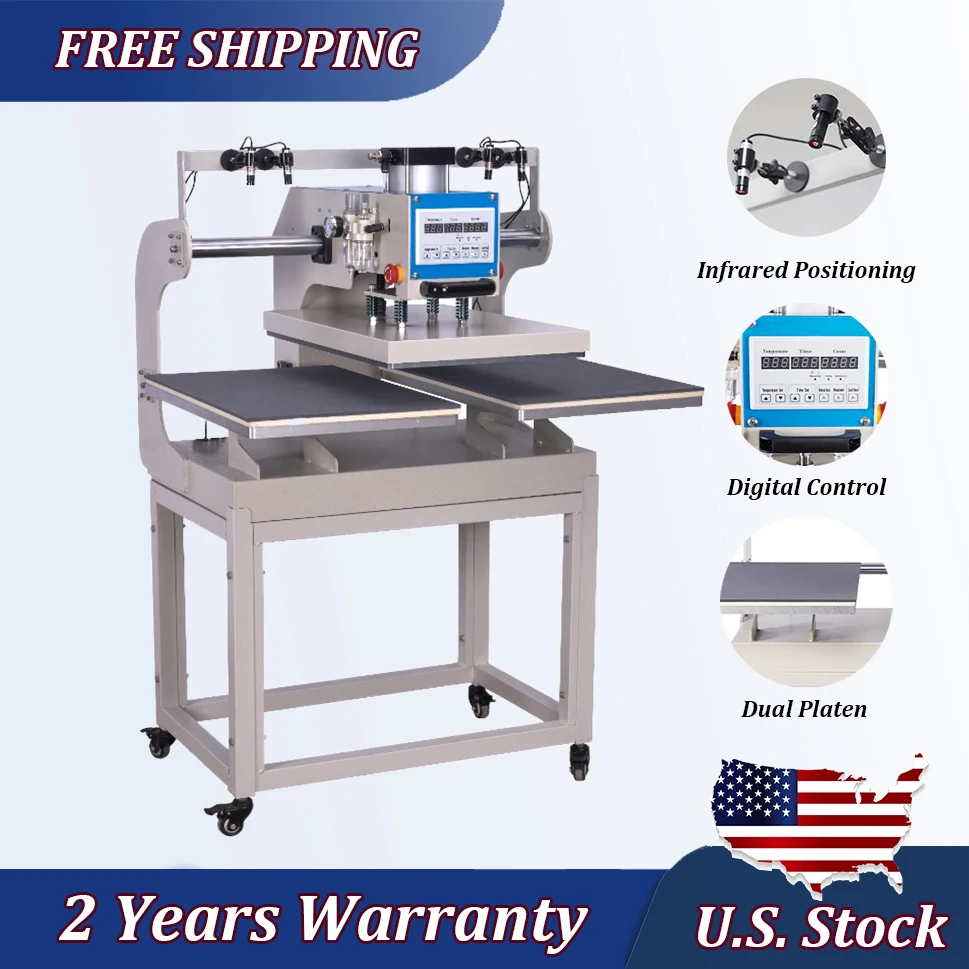 

Pneumatic Heat Press Machine 16" X 24" Infrared Positioning Up-Sliding Dual-Platen T-shirt Heat Transfer Home DIY Auto Modes