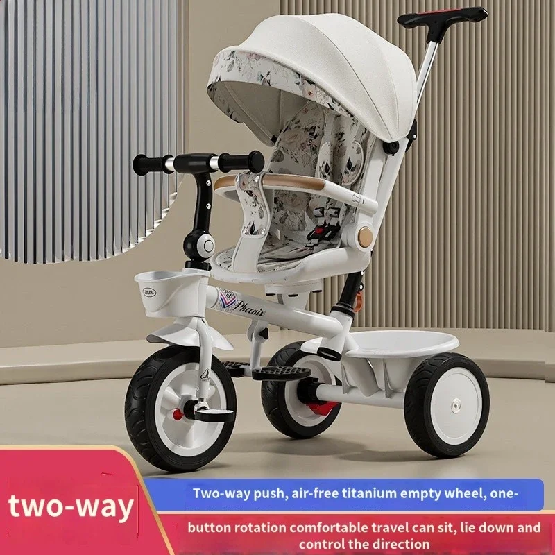 

Baby Three Wheels Stroller Tricycle Can Lie Down in Both Direction Large Pusher Baby Bike Foldable Shockproof trike Trolley