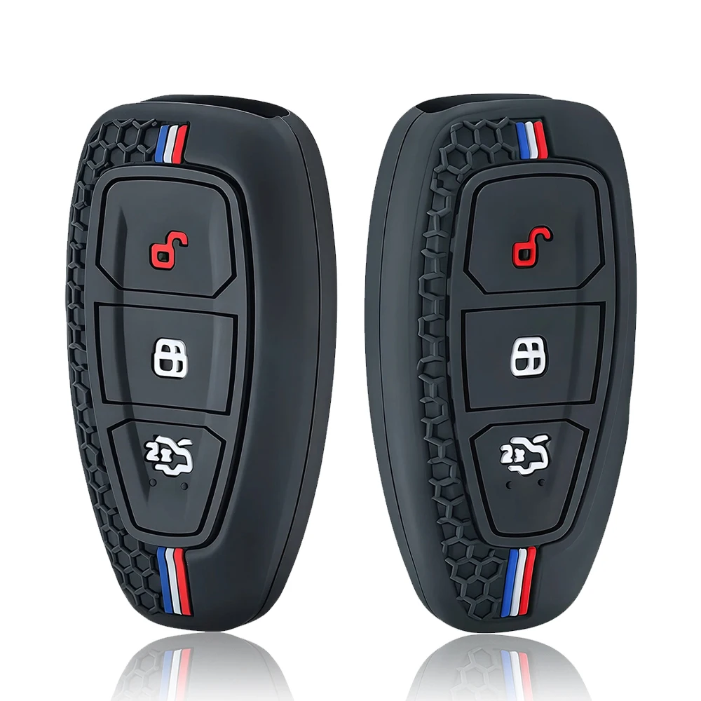 Novo Estojo de Chave de Carro para Ford ST Line Fiesta Focus Mondeo Ecosport Kuga Puma Edge Escape, Capa de Silicone Metálica para Chave de Carro
