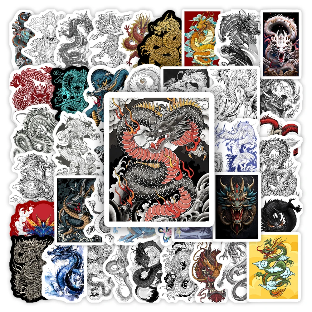 Chinese Tradition Dragon Stickers Cool DIY Kids Toys Gift Decorative Decal for Laptop Phone Journal Scrapbook Luggage Waterproof