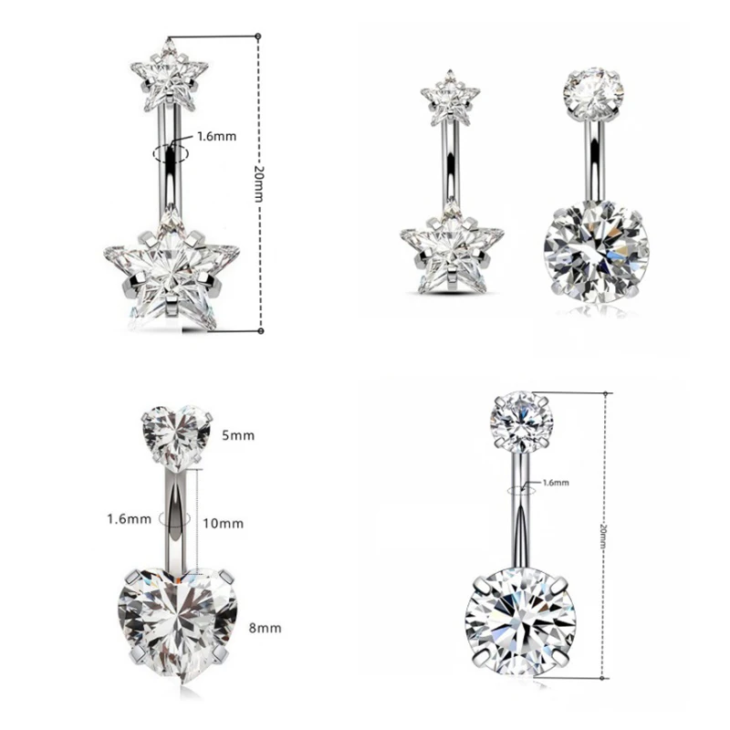 Женственное сердце для пирсинга пупка, сексуальное кольцо из нержавеющей стали для женщин