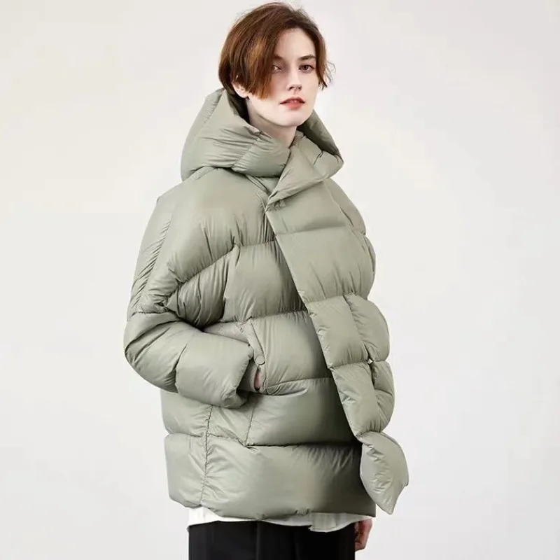 

Luxury Design Women's Winter New White Duck Down Coat WarmFluffy Fashion Loose Fit Down Jacket Outerwear Jackets for Women