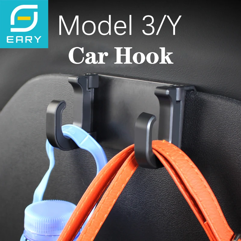 

Eary Headrest Hooks for Car Universal Tesla Model 3 Y Double Hidden Hooks Car Seat Back Storage for Purses Handbags Grocery Bags