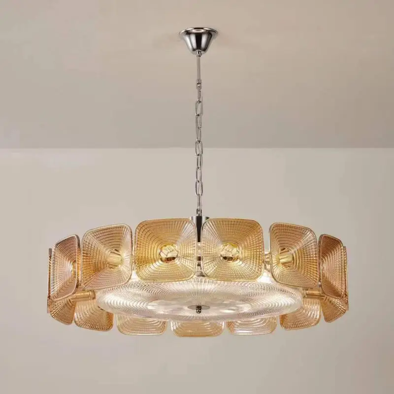 French Murano High-End Glass Chandelier Indoor Lighting Fixture for Living Dining Bedroom - Elegant Home Decor Light Fixture