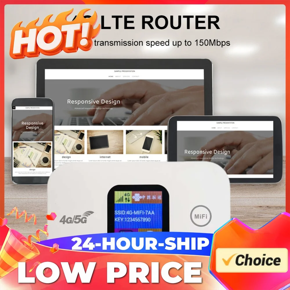 4G LTE WiFi Pocket WiFi Router Portable Mobile Hotspot 150Mbps 4G Wireless Router with SIM Card Slot Wide Coverage Broadband
