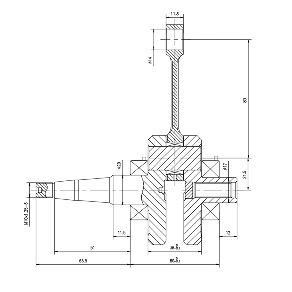 6L5-11400 Crankshaft for Yamaha 2 Stroke 3HP Seapro Parsun Outboard Motor