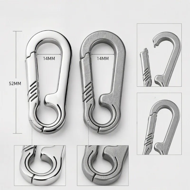 Pure Titanium Alloy Keychain Metal Spring Snap Hook Car Key Ring Men Women Outdoor Backpack Hanging Ornament 10/14mm