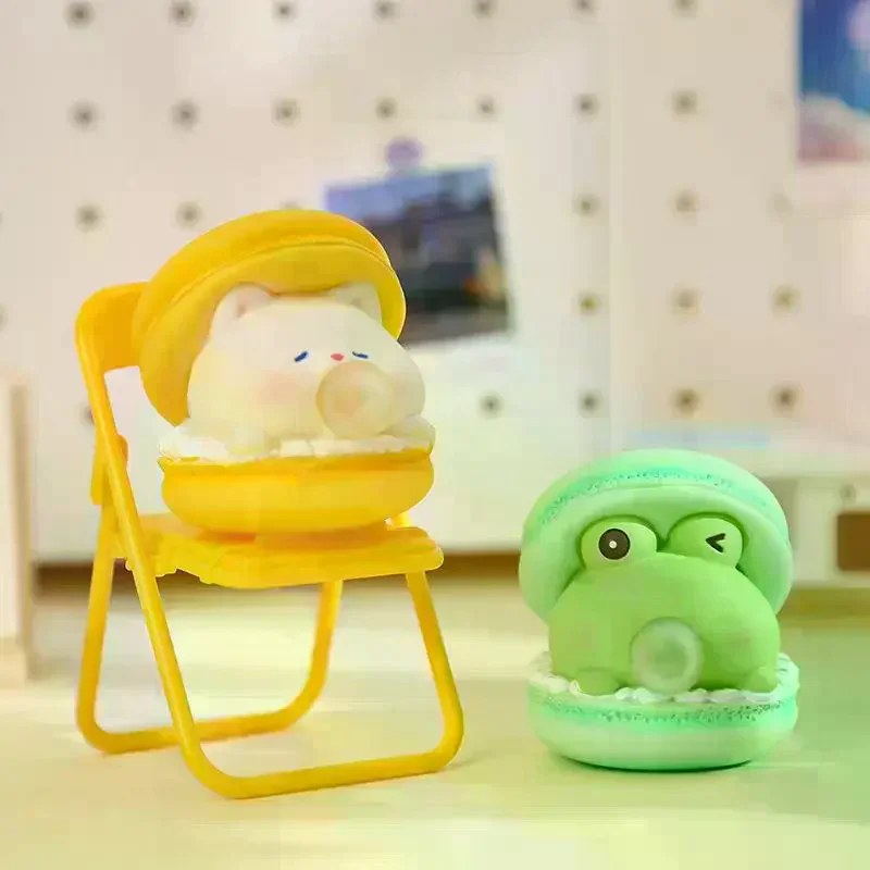 2Pcs Macaron Burger Blows Bubbles Office Ornaments Creative Cartoon Pinch Toys Children'S Toys Gifts