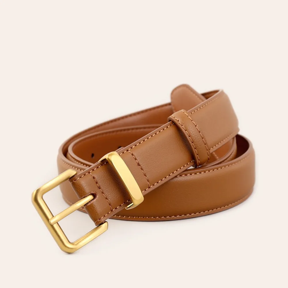 

Casual Fashion Leather Belt Adjustable Solid Color Women Belt Versatile Metal Buckle Decorative Belt Jeans