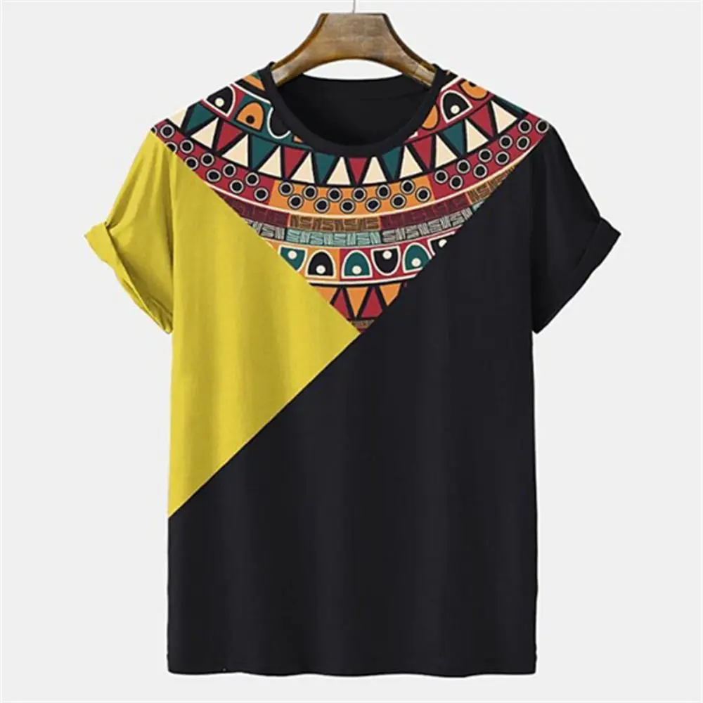 Vintage Men\'s T-Shirts Summer Tops Men\'s Indian Graphic Ethnic Clothing O-Neck Oversized Apparel 2023 Man Tees Casual Shirts New