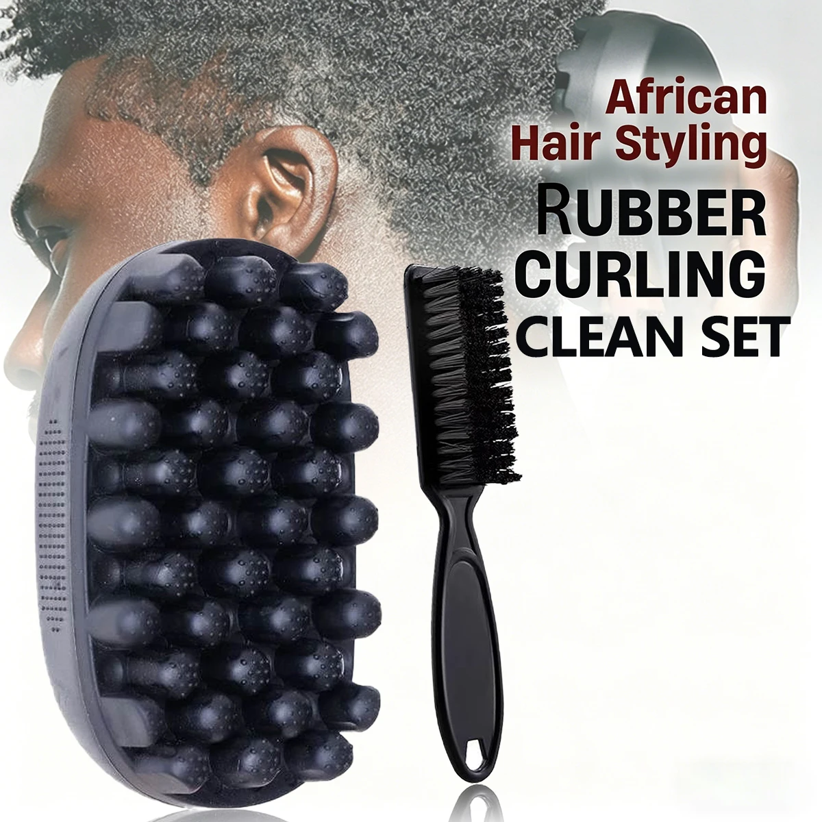 2PCS Set African Rubber Magic Twist Wave Hair Brush Multi-Purpose Cleaning Brush For Afro Dreadlocks Curling Hair Styling Tools