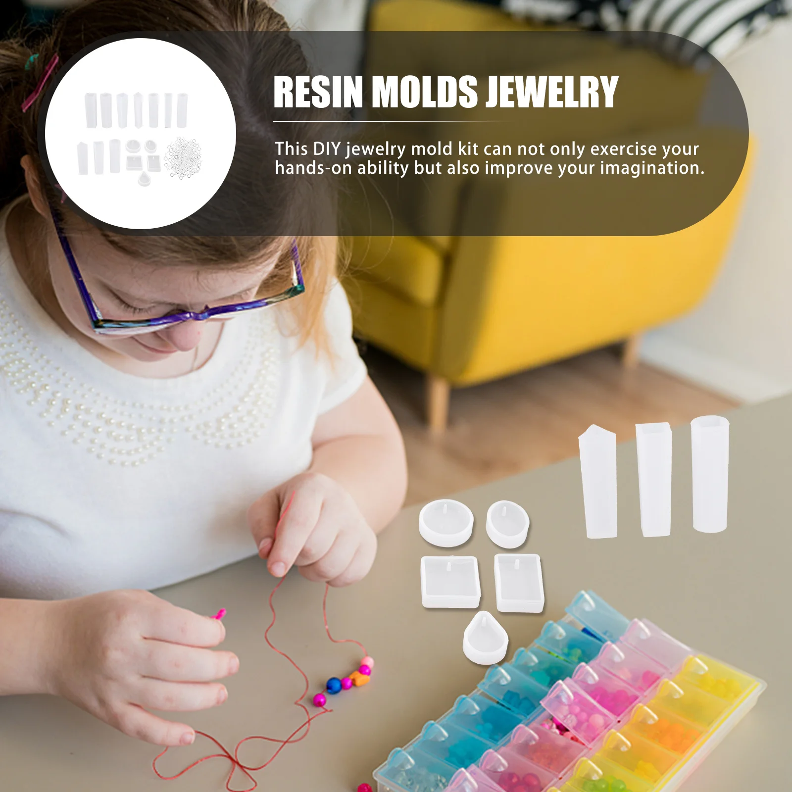 

1 Set Silicone Jewelry Pendant Diy Mold High Transparency Flexible For Epoxy Resin Necklace Earring Keychain Making Craft Kit