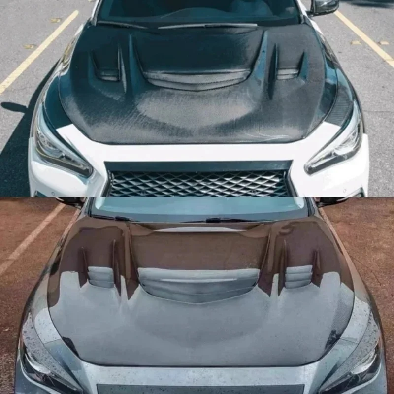 Yatilans Selected Durable Car PartsCar Hood Fit Q50 2015+ Modified Carbon Fiber Engine Cover Weight