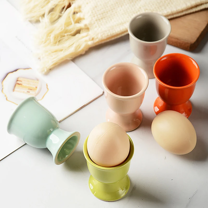 Ceramic Egg Cup Holders Candy Color Creative Serving Cups For Kitchen Egg Holder Cup Breakfast Banquet Eggs Supplies image 2