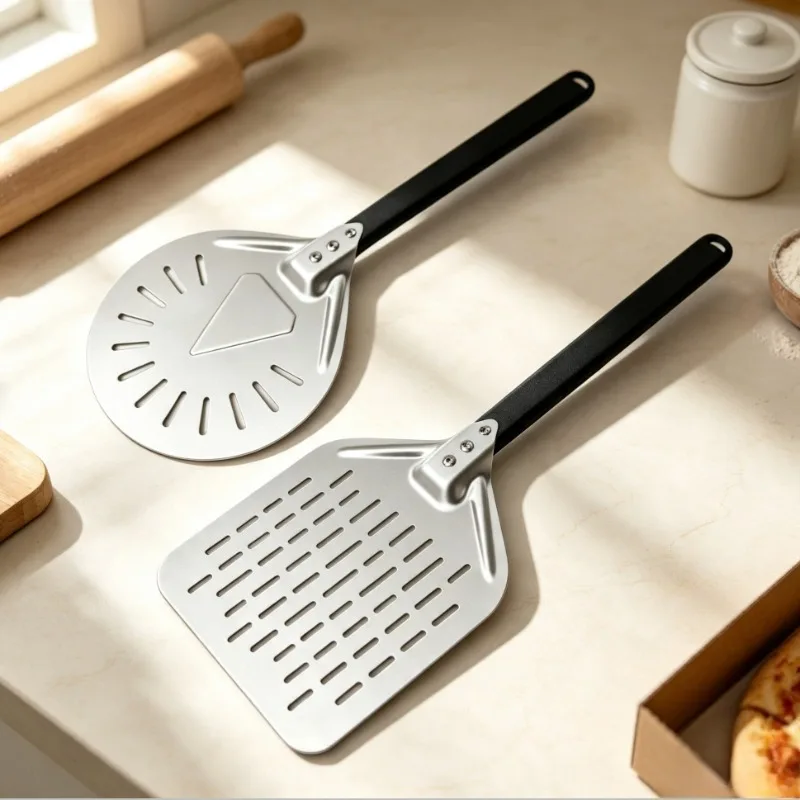 7/8/9/12inch Perforated Pizza Peel,Pizza Spatula for Baking Oven Aluminum Pizza Turning Paddle Pizza Spatula for Homemade