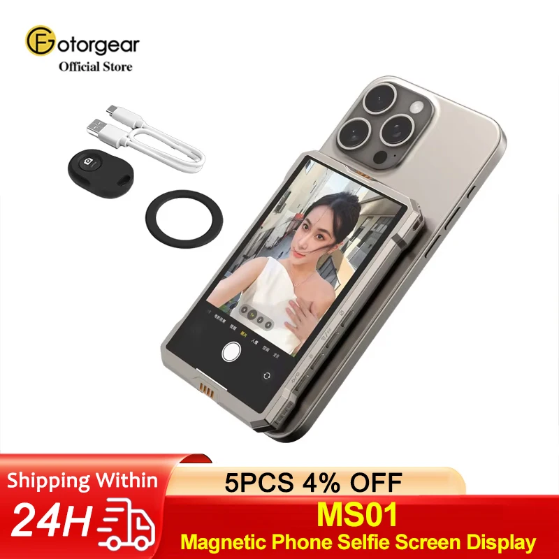 Fotorgear MS01 Smartphone Wireless Magnetic Selfie Monitor Screen For Smartphone Vlog Live Stream Video Recording VS KingMa PH01