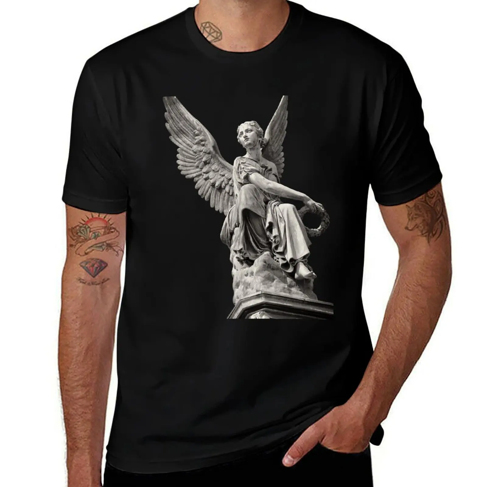 

Nijmegen, Holland Angel Statue T-Shirt Basic Short Sleeve Cotton Blend T-Shirt
