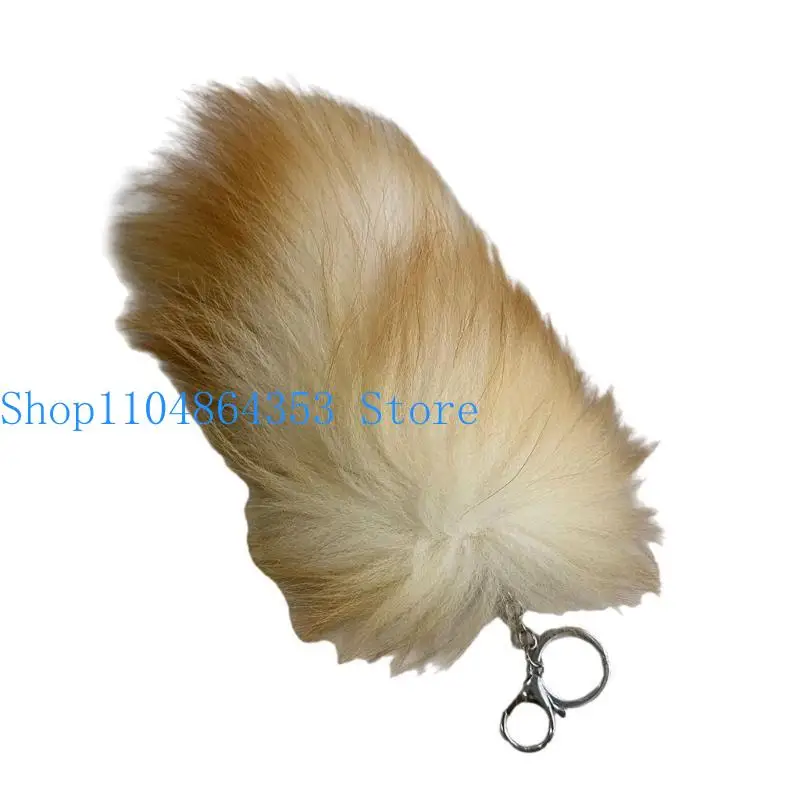 

652F Stylish Faux Foxes Tail Keychain Eye Catching Foxes Tail Pendant Keychain Plush Rings Bag Hanging Decoration