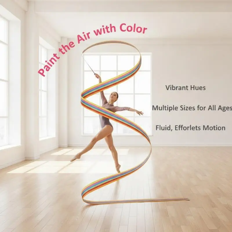 Artistic Gymnastics Ribbon with Rod Multi-color Optional Kids Outdoor Toy for Birthday Party Dance Play