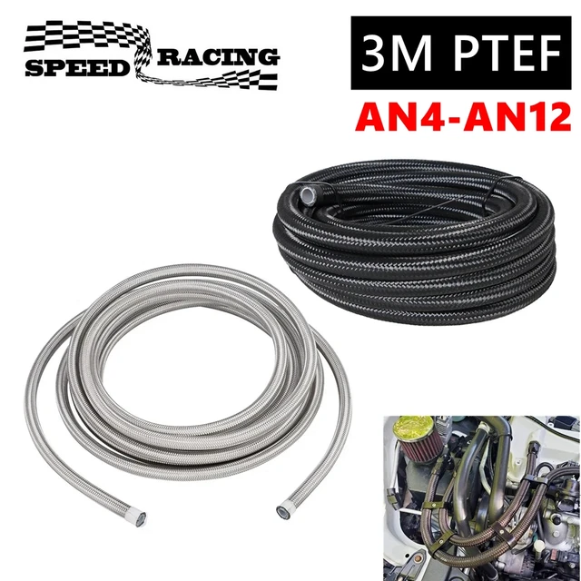 3M 10 stóp an4-an12 wąż do samochodu wyścigowego ze stali nierdzewnej pleciony PTFE przewód hamulcowy przewód oleju olejowego chłodnica samochodowa rura wąż czarna srebrna