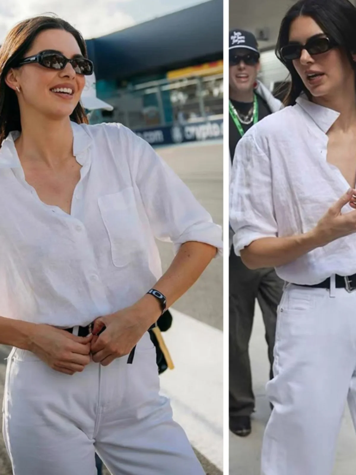 

Kendall Versatile Simple Linen Long Sleeve White Shirt Thin Sun Protection Loose Outerwear Collar Pure Color Button Detail