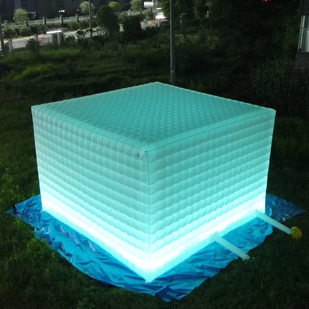 Portable Large White Inflatable Party Tent Night Club Room House Marquee Air Cube Tent with LED Lights  Disco Cube Gazebo Event