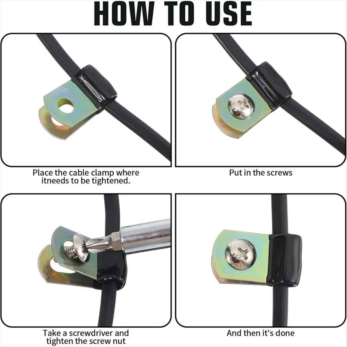 Fits for 50 Pcs Cable Clamps,1/4 Cable Clamps with Rubber Coated Cushioned Insulated, for Wiring Tube Lines Wire Cord