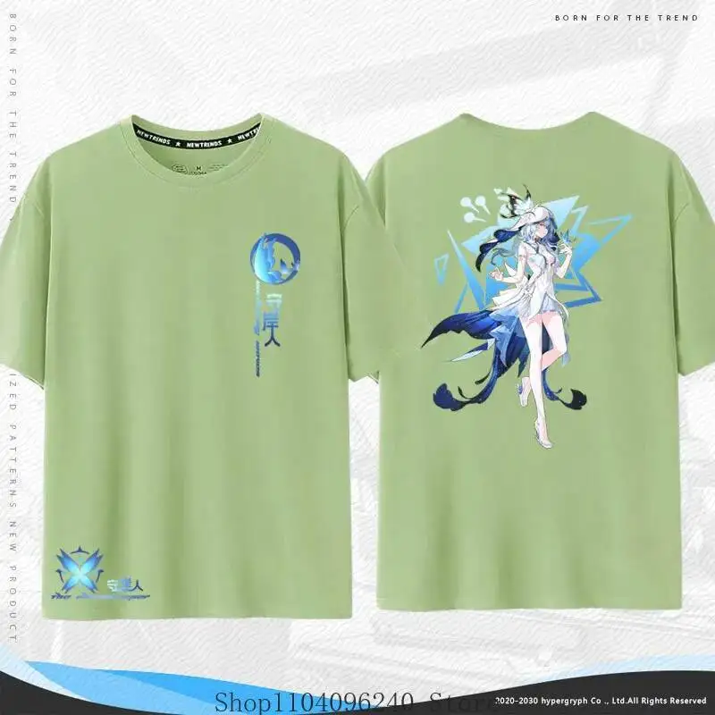 أنيمي لعبة Wuthering موجات Shorekeeper أنيمي تي شيرت الصيف الرجال تي شيرت عادية المرأة طاقم الرقبة قصيرة الأكمام تيز