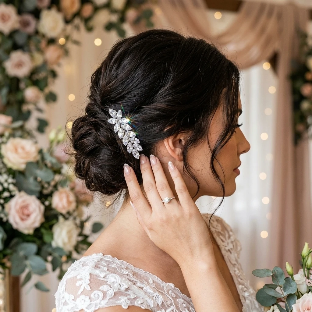 Alloy Hair Clips for Wedding Women French Style Wheat Ear Zircon Barrettes Elegant Jewelry Anti-Fade Gold Silver Gift Set