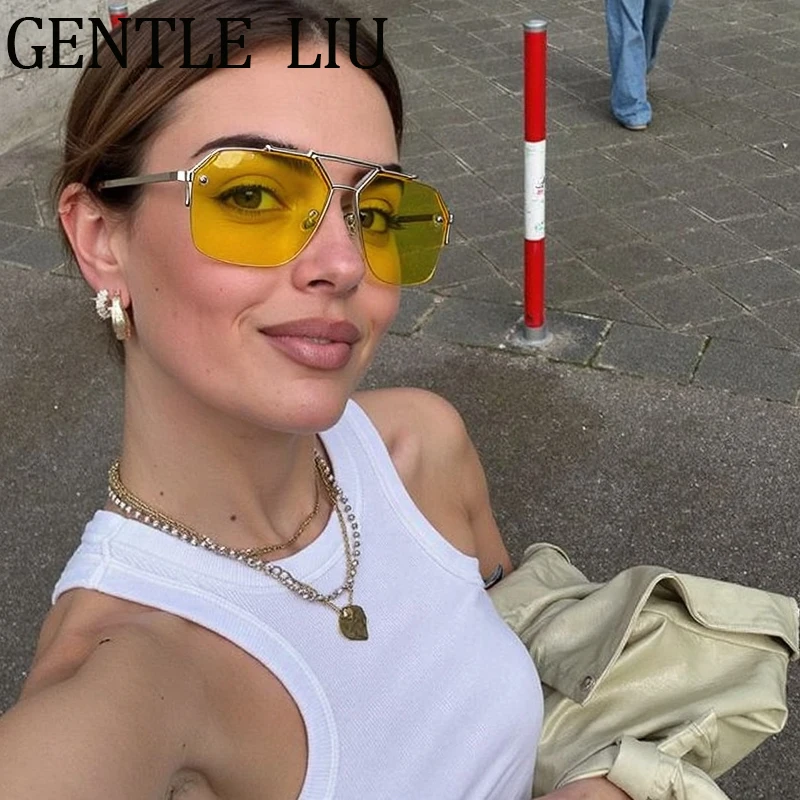

Oversized Steampunk Square Sunglasses Women 2025 Luxury Vintage Metal Frame Punk Double Beam Sun Glasses Outdoor Eyewear Shades
