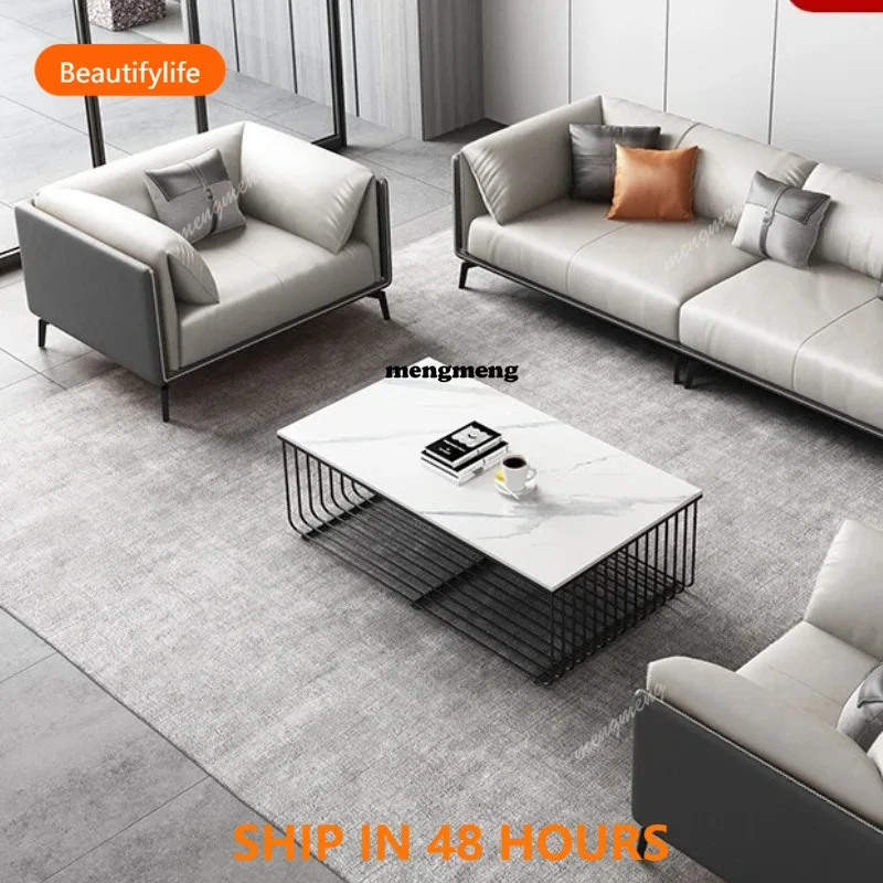 03 Cowhide Business Office Sofas Reception Living Room Simple Office Sofas Luxury Lobby Office Furniture Gado Mai Matasai