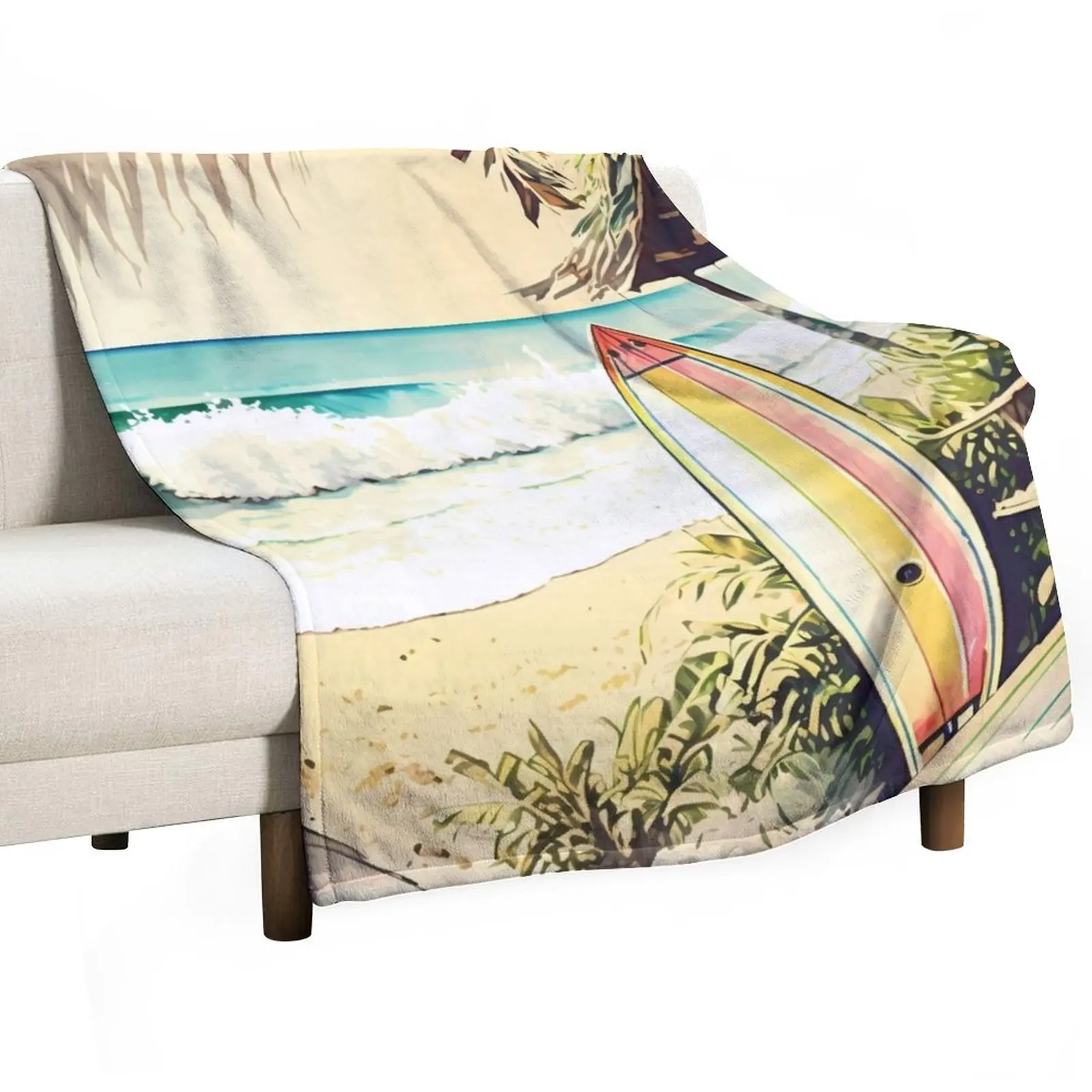 

Surfer Hut II Throw Blanket Cute Plaid Sofas Blankets