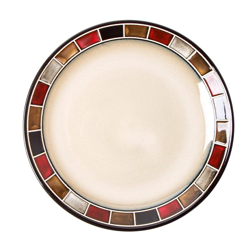 Baiyun American Sle Steak Dinner Plate Cerc Pasta Plate Luxury Flat Plate Nordic Sle round ape Adult Use Diware