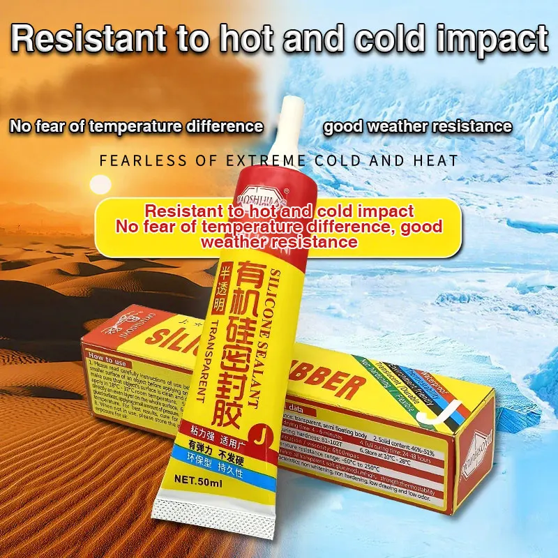 

50ML Semi-transparent Silicone Sealant Glue Strong Adhesion For Plastic Rubber Car Refrigerator Sealing Strip Electrical Seal
