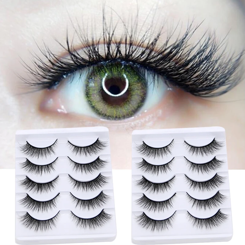 5 Pairs Natural  False Eyelashes 3D Mink Lashes Fake Eyelash Extension Reusable Makeup Tool Eyelashes Lengthen Mink Lashes2022