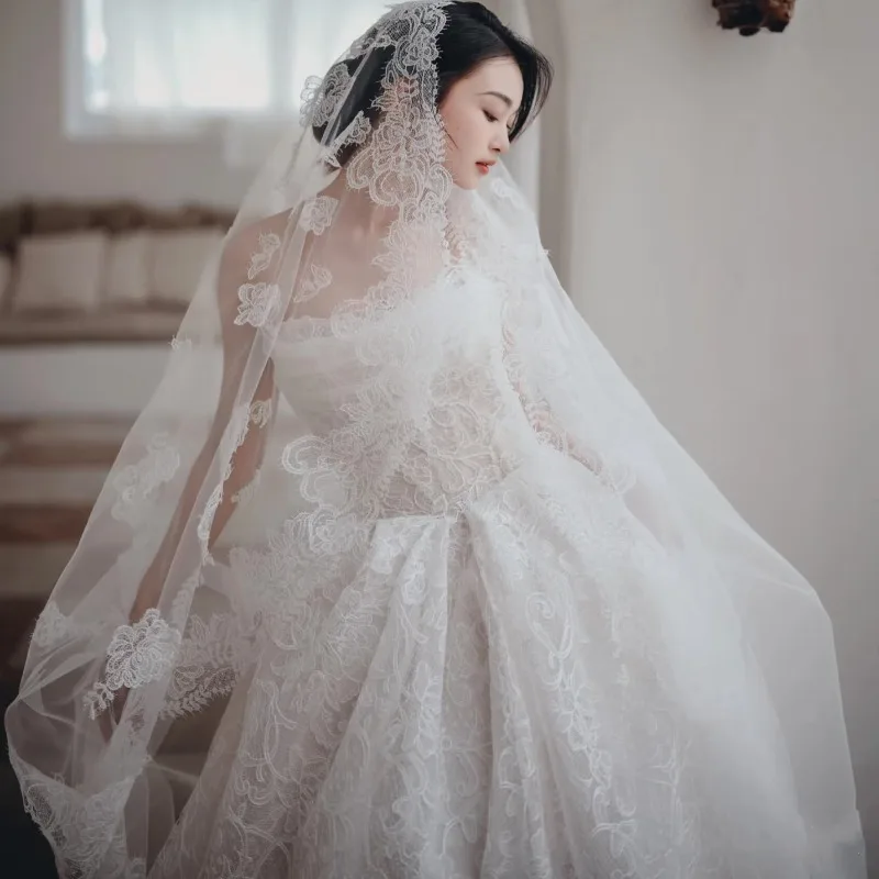 Custom Veil Lace Trim Japanese Fish Wire Hollow Out Wedding Dress Lace Handmade Accessories