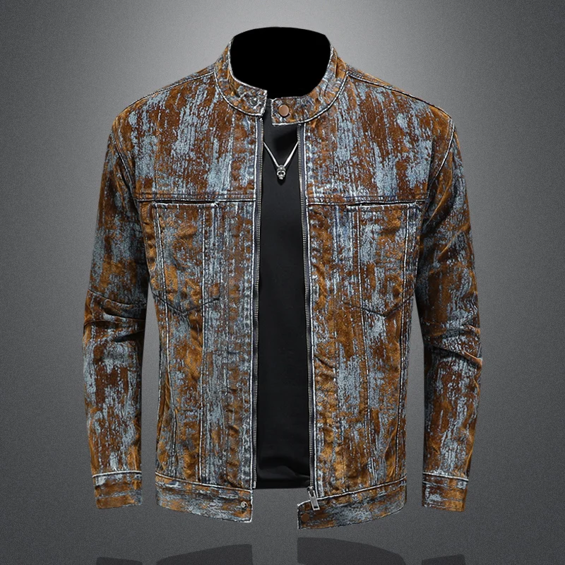 

GIOIOMen's denim jacket，2025Spring and Autumn New High-Quality American Retro Casual Men's Jacket