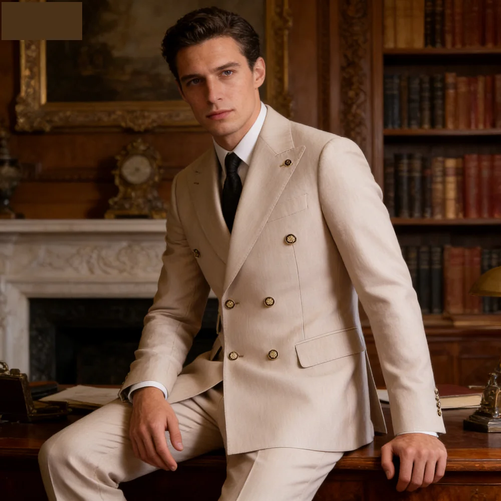 

2-Piece Solid Men's Wedding Tuxedo Formal Groomsmen Smoking Suit for Graduation Party Men's Fashion Ensemble M