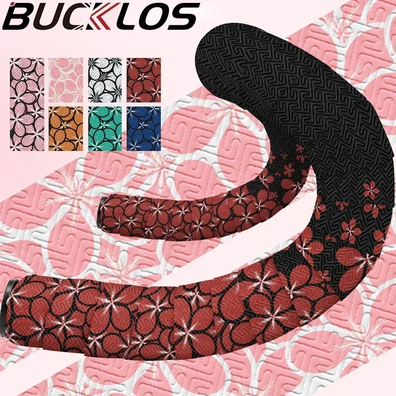 

BUCKLOS Road Bike Handlebar Tape Non-slip Shock Absorption Handlebar Tape Flower Print Bar Tape Waterproof Bycicle Accessories