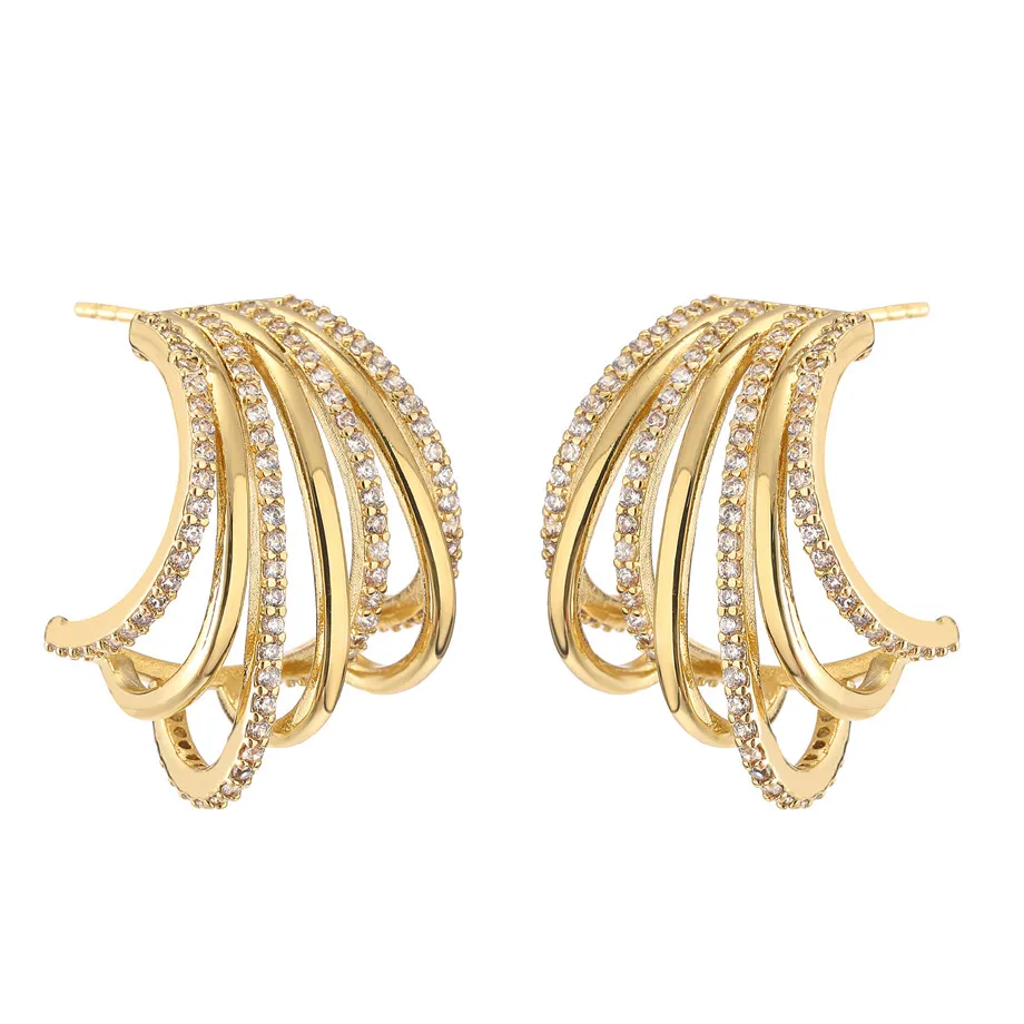 

Earrings for women, plated with 18k gold, colorful crystal zircon, hook shaped fashionable jewelry, couple gift