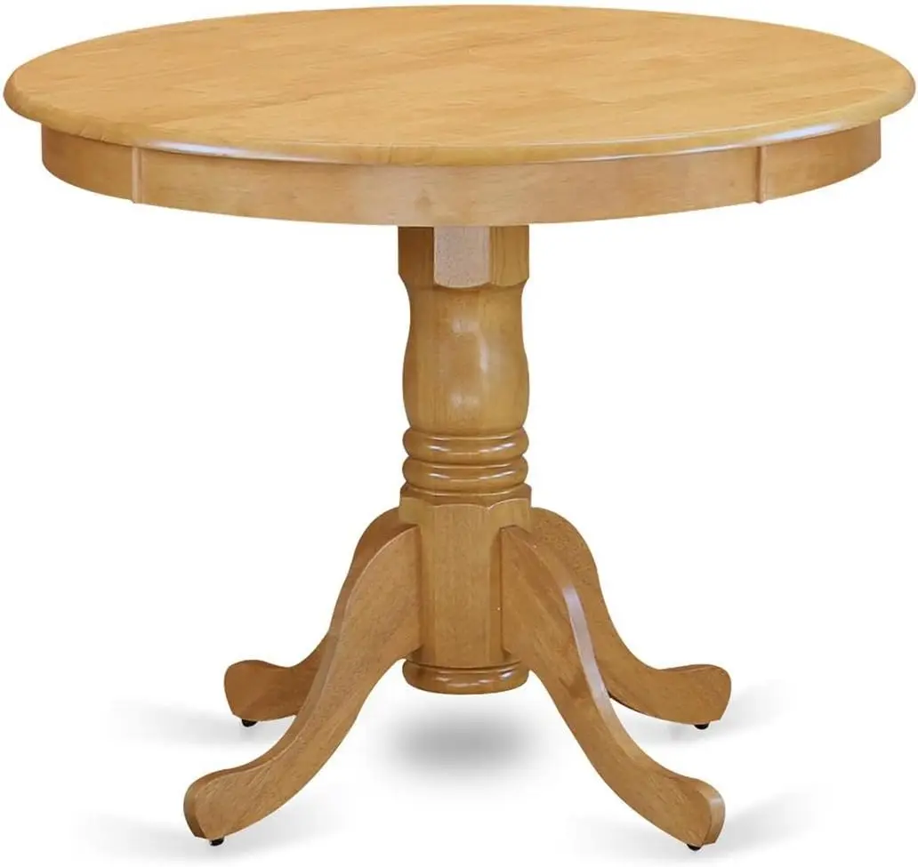 ANAV5-OAK-W 5 Piece Room Set Includes a Round Kitchen Table with Pedestal and 4 Dining Chairs, 36x36 Inch