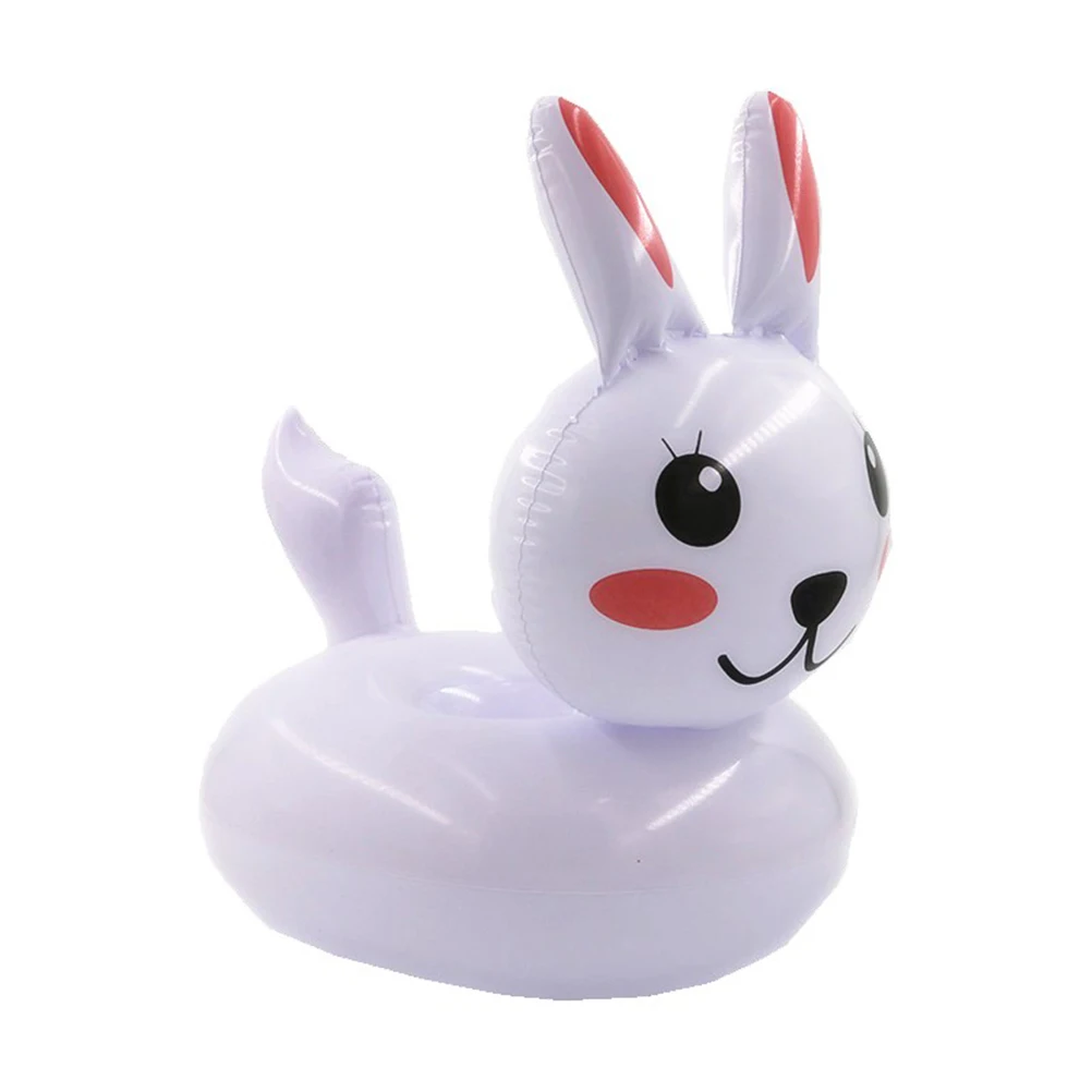 

2Pcs Rabbit Pattern Beer Holder Water Surface Inflatable Floating Beer Bottle Holder Floating Beer Tray Mat (White)