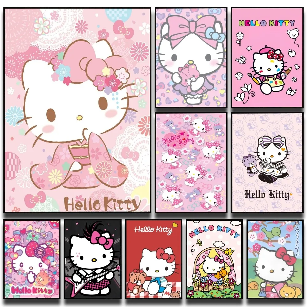 Anime H-Hello K-Kitty Posters Stickers Living Room Bedroom Entrance Cafe Wall Art Decoration Painting Room Home Decor