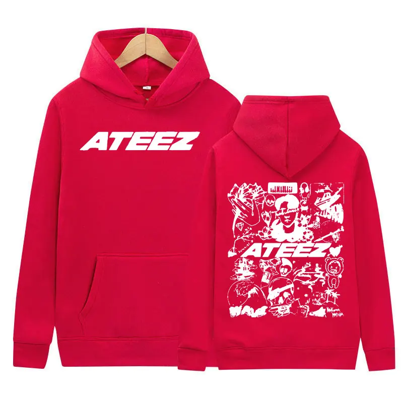 Ateez-男性と女性の韓国のバンド音楽アルバムプリントパーカー、カジュアルkpop服、スウェットシャツ、ヒップホッププルオーバー、特大のパーカー、ファッション