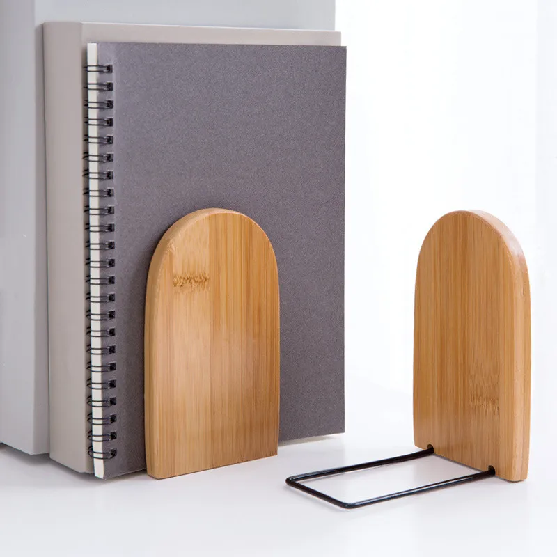 1Pair Nature Bamboo BookShelf  Desktop Organizer Office Home Bookends Book Stand Holder Bookrack