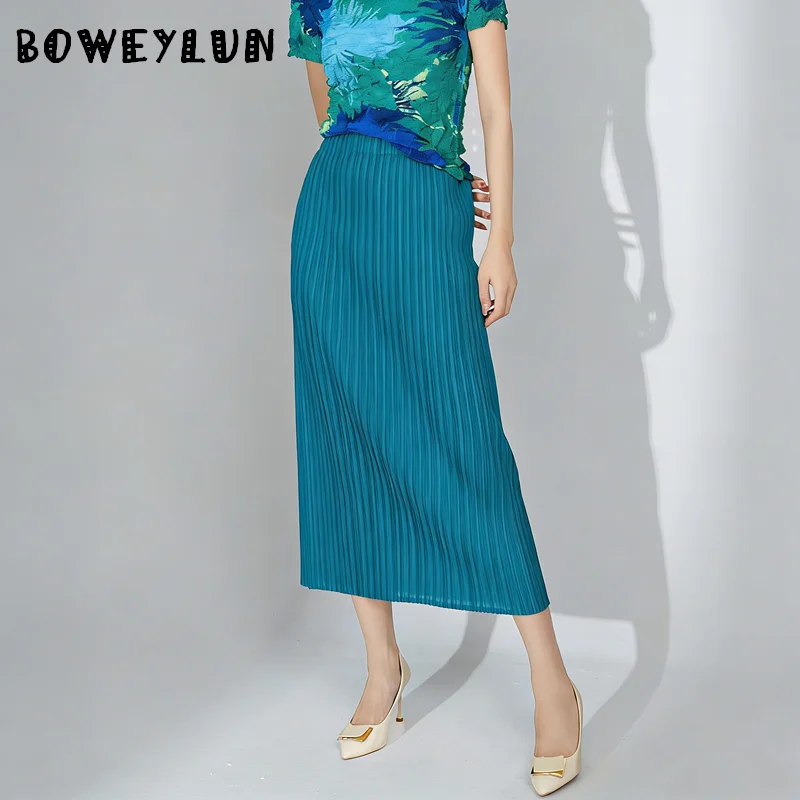 

Женская элегантная юбка-миди с высокой талией, свободного кроя, облегающая бедра, высокоэластичная, прямая юбка для женщин