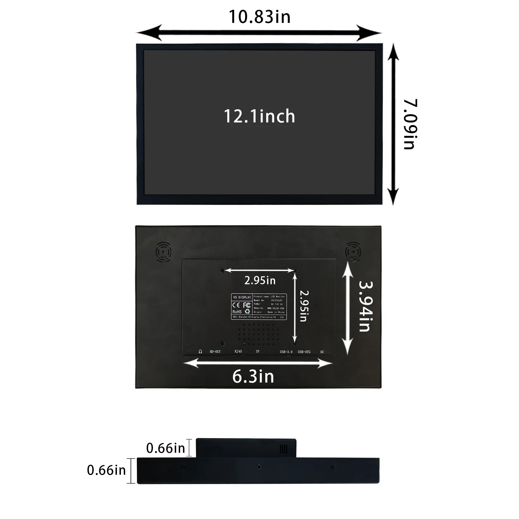 شاشة 12.1 بوصة 1920 × 1200 أندرويد 11 تعمل باللمس LCD USB AutoPlay، شاشة إعلانات تلقائية