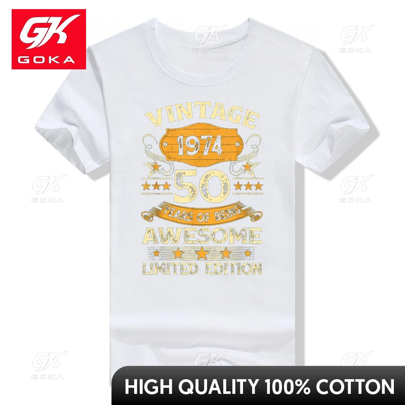 50 Years Old Gifts Vintage 1974 50th Birthday Gift Awesome T-Shirt Born in 1974 Tee Tops Mama Daddy Presents Husband Wife Gifts